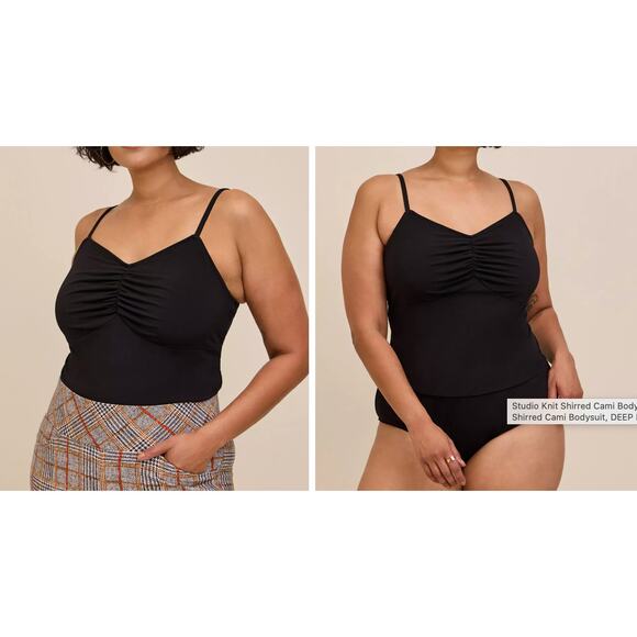 Torrid Womens Studio Knit Shirred Cami Bodysuit Size 1X Minimal Stretch Black - Picture 2 of 8